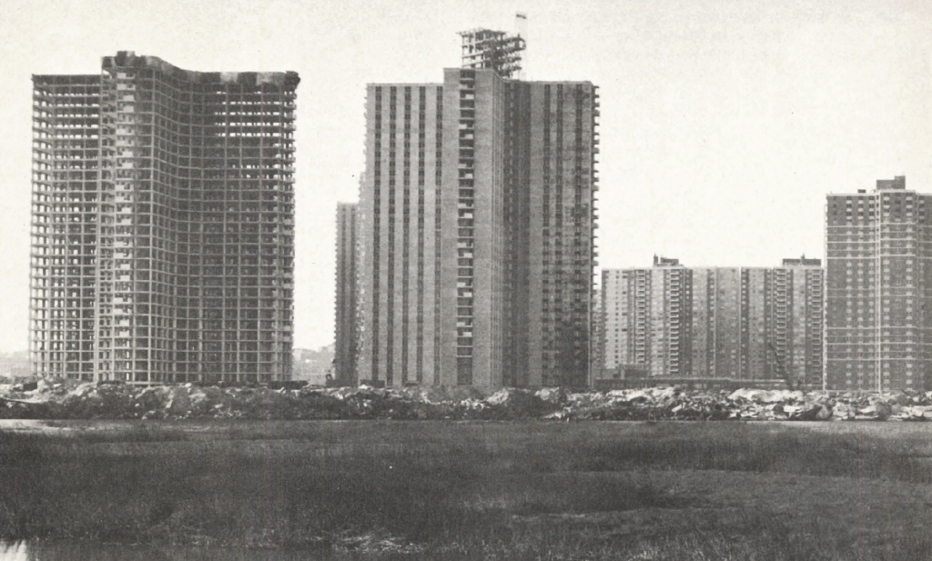 Co-Op City (1975) under construction, c.1970. Progressive Architecture, February 1970.