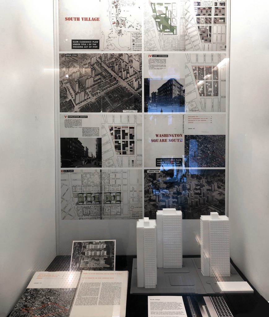 Installation view of the model case of Silver Towers.