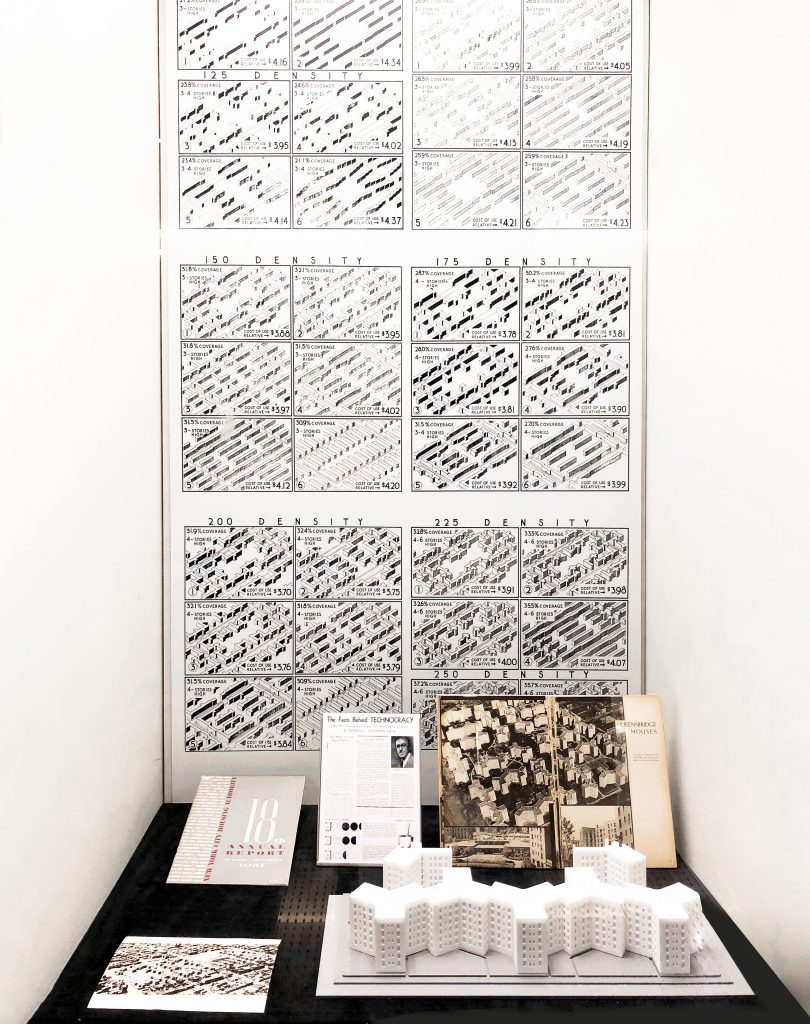 Installation view of the model case of Queensbridge Houses.
