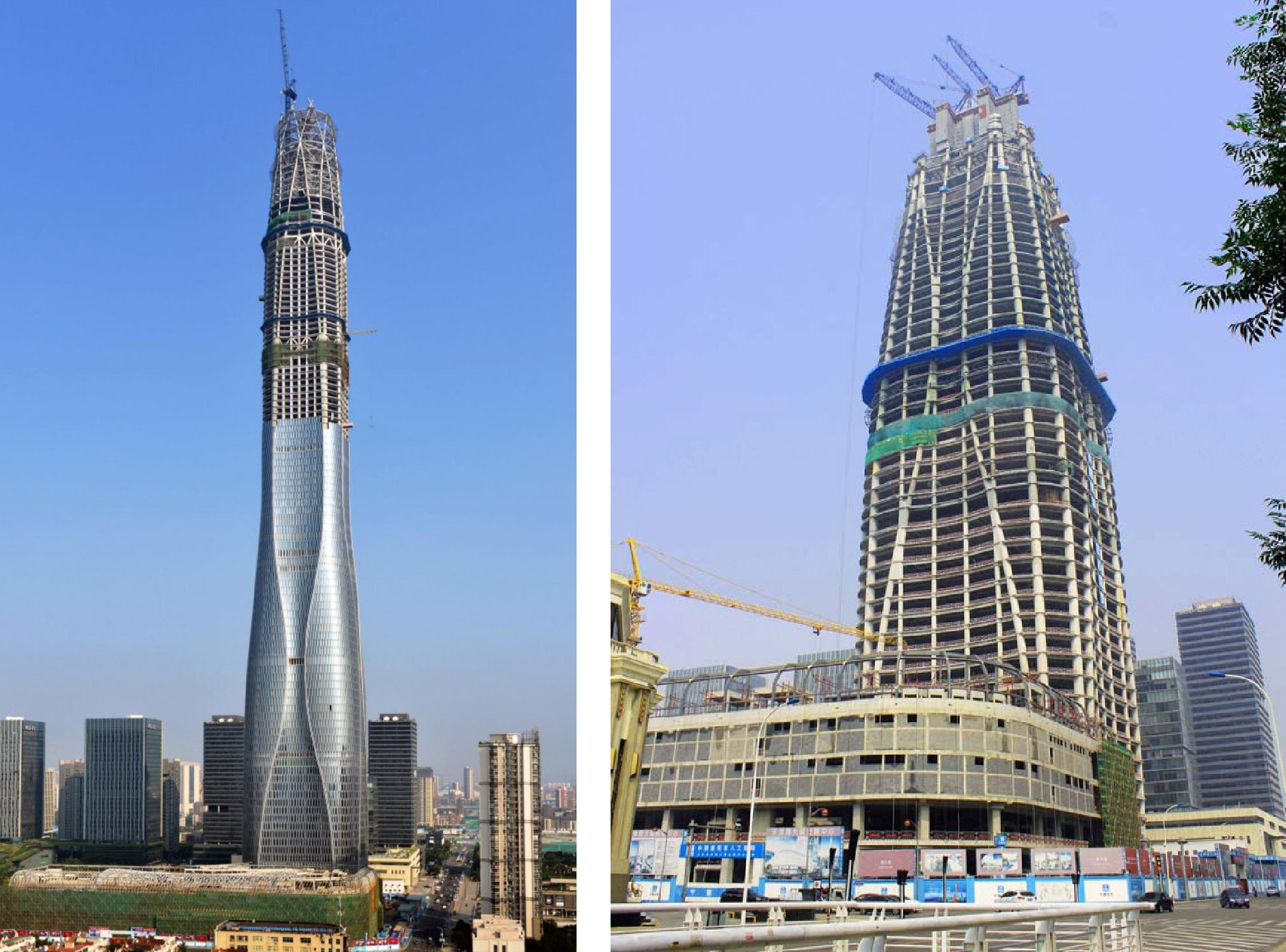 Construction photographs. (Left) NWD and (right) SOM