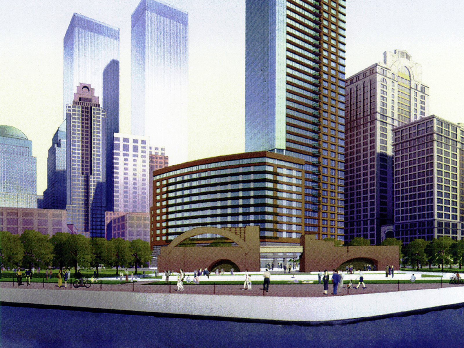 Exterior view of the Ritz-Carlton Downtown. Designed by Gary Edward Handel & Associates in collaboration with Polshek and Partners.